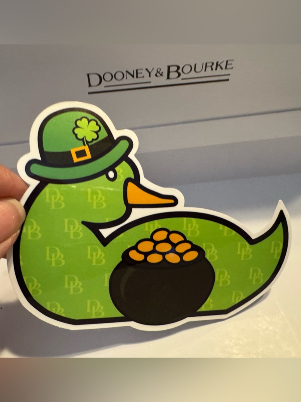 Dooney & Bourke 2023 Green St Patricks Duck Promo Sticker-Collectible W/Box - Picture 2 of 7